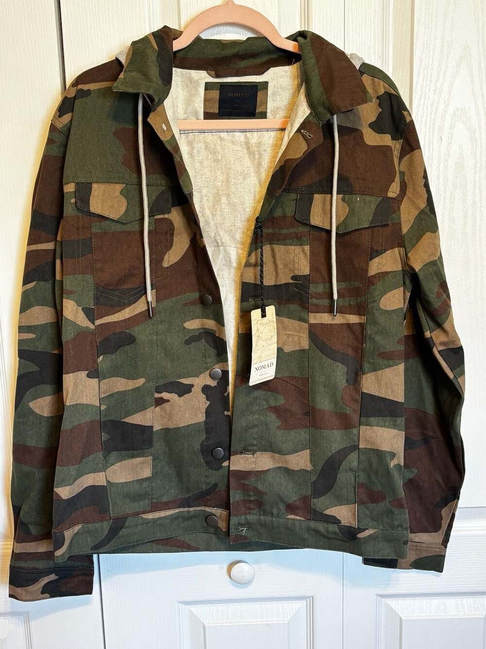 Nomad Camo Hooded Denim Jacket Size L
